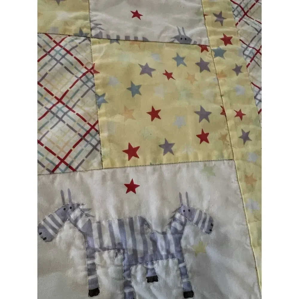 Vintage Handmade Childs Baby Quilt Rainbows Hearts Love Animal Patch Works Cotto
